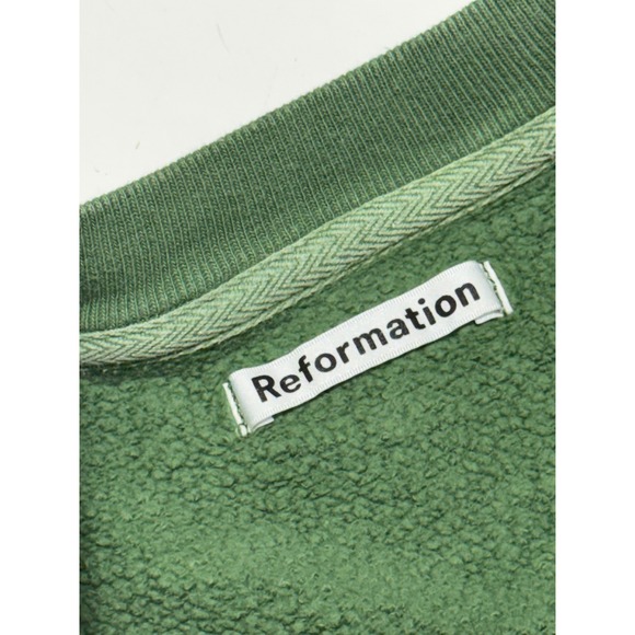 Reformation Green Organic Cotton Crewneck Sweatshirt Womens Medium Made in USA - Picture 4 of 6